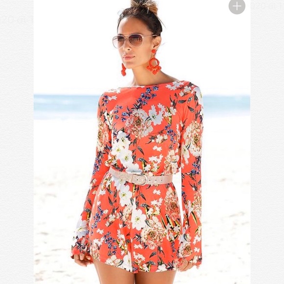 Pants - TIE BACK PRINTED ROMPER